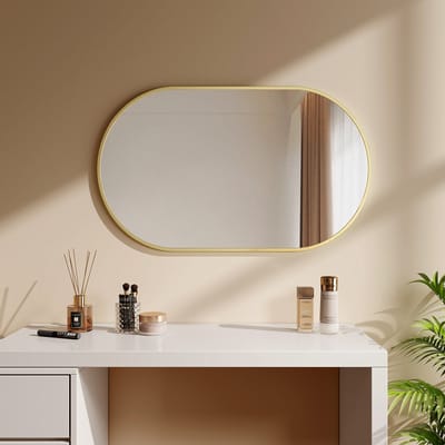 EMKE Spiegel - Ovale Spiegel - Goud - 60x100 cm - met Veiligheidsfolie - Wandspiegel met Rand - Moderne Design