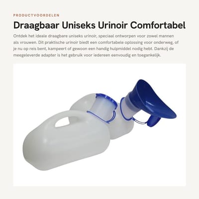 Dailygoods - Draagbaar Uniseks Urinoir - Comfortabel Gebruik - Handige Adapter - Compact Formaat - Veilig Transport - Ideaal voor Reizen - Geschikt vo...