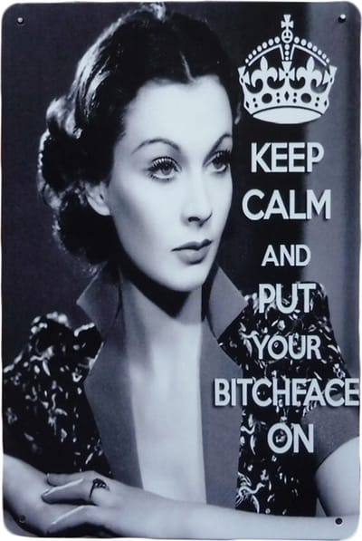 Wandbord – Keep calm bitchface - Metalen wandbord - Mancave - Mancave decoratie - Bar decoratie - Metal sign - Tekst bord - Retro - Metalen borden - Wand Decoratie - Metalen bord - 20 x 30 cm - Cav