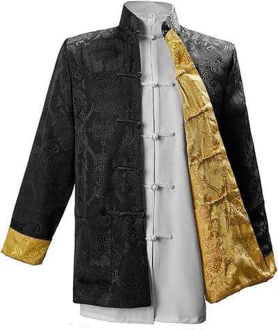 Allecto Plus - Herenjas met Oosterse print en kikkerknopen - Feestkleding voor Chinees Nieuwjaar met lange mouwen