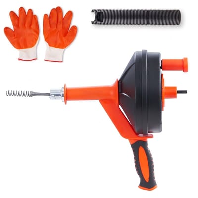 Ontstoppingsveer - Gootsteenontstopper - Afvoerontstopper - Plumbing Snake - Booraansluiting - Keuken - Douche - 762 cm - 1 Stuk - Zwart