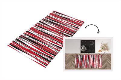 Keukenloper - Loper keuken - Rood - Patronen - Boom - 120x60 cm - Keukenloper vinyl