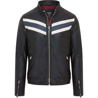 Heren Zwarte Café Racer Biker Leren Jack - Aniak
