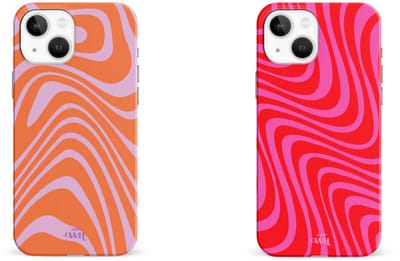 xoxo Wildhearts telefoonhoesjes Boogie Wonderland Orange + Berry Much Rood Roze – Single Layer Silicone Cases met golvend design – speels en modieus – geschikt voor iPhone 15