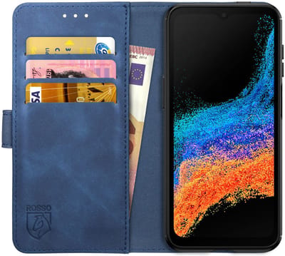 Rosso Element Book Case Wallet Hoesje Geschikt voor Samsung Galaxy Xcover 6 Pro | Portemonnee | 3 Pasjes | Magneetsluiting | Stand Functie | Blauw