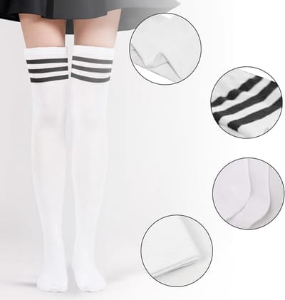 Overknee Kousen voor Dames, Gestreepte Kousen, Zachte Sport Sokken voor Cosplay en Sportactiviteiten