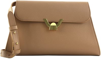 COCCINELLE Leren Schoudertas Dorian Handbag Grained Leather Skin Lichtbruin