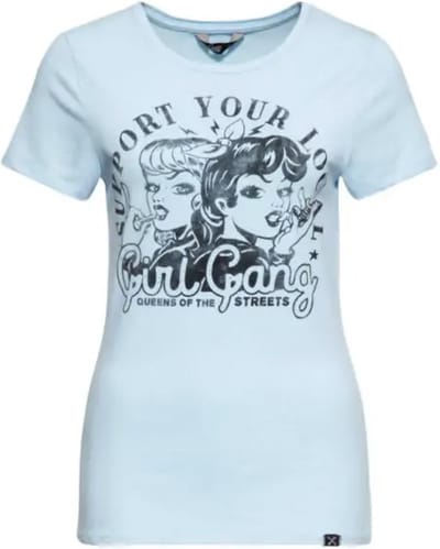 Queen Kerosin Girl Gang T-shirt Baby Blauw