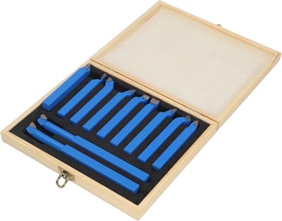 Houtbewerkingsset met Carbide Draaibeitels, Frees- en Snijgereedschap in Houten Koffer 12x12mm
