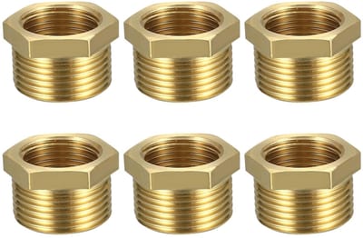 Dailygoods - Verloopstuk 1/2 Inch naar 3/4 Inch - Adapter voor Buizen - Messing - 6 Stuks - Corrosiebestendig - Geschikt voor Diverse Toepassingen