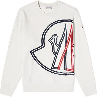 Moncler Logo Patroon Pullover Ronde Hals Sweatshirt Heren sweatshirts Wit 8G00014809KR90S L white