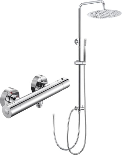 Auralum Max Regendouche Met Thermostaatkraan - Doucheset - Ø 25 cm Douchekop - Regendoucheset - Verstelbare Hoogte 72-110 cm - Waterbesparend - Chroom
