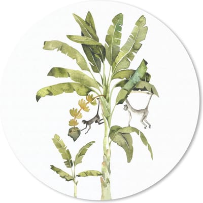 Muismat rond 20x20 cm - Mousepad Jungle - Palmboom - Aap - Ronde muismatten