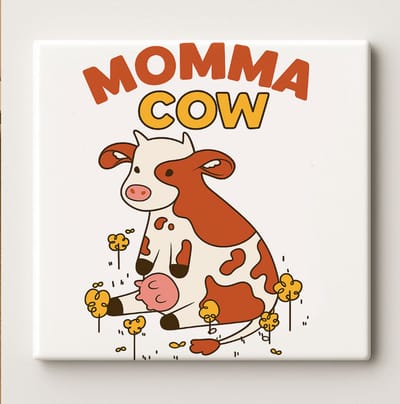 Momma Koe Tegel – 15x15cm Schattige Boerderijdier Keramische Wanddecoratie voor Keuken of Landelijke Woonstijl