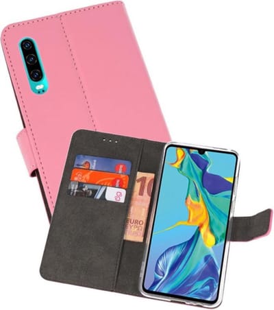 Booktype Telefoonhoesjes - Bookcase Hoesje - Wallet Case - Geschikt voor Huawei P30 - Roze