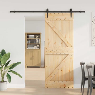 vidaXL - Schuifdeur - NARVIK - Naturel - en - Zwart - 80 - x - 210 - cm - (213,5 - cm)