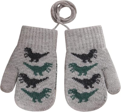 Warme Fleece Voering Babywantjes met Dinosaurus Motief voor Jongens en Meisjes, Geschikt voor 0-3 Jaar, Ideaal voor Winter en Skiën