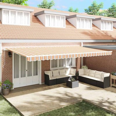 vidaXL - Uitschuifbare - luifel - Meerkleurig - 600 - × - 300 - cm - Stof - en - Aluminium