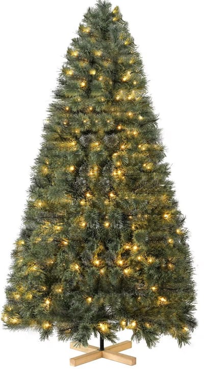 Kerstboom met verlichting - Spar - 210cm - Met houten standaard