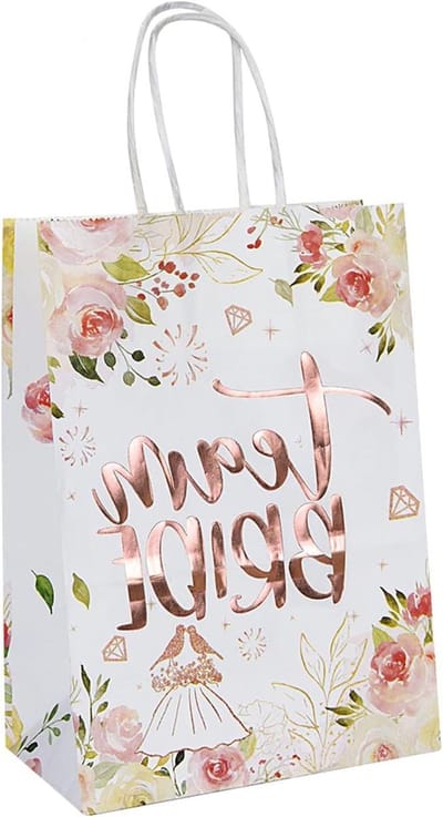 Allecta - Papieren Cadeauzakken voor Vrijgezellenfeest - 10 stuks - Roségoud - Teambruid - Bloemenprint