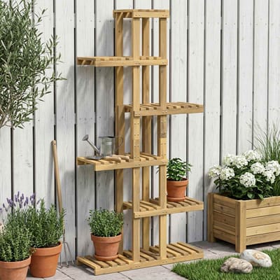 vidaXL - Plantenstand - Wit - 68 - x - 23,5 - x - 140 - cm - Massief - Acacia - Hout