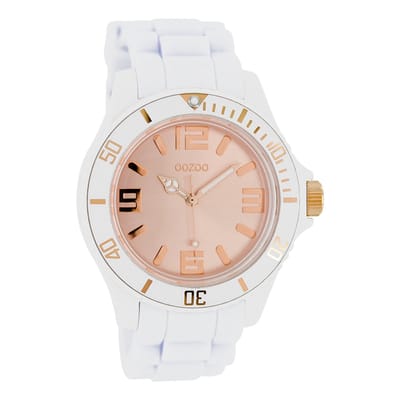 OOZOO Timepieces - Witte horloge met witte rubber band - C5064