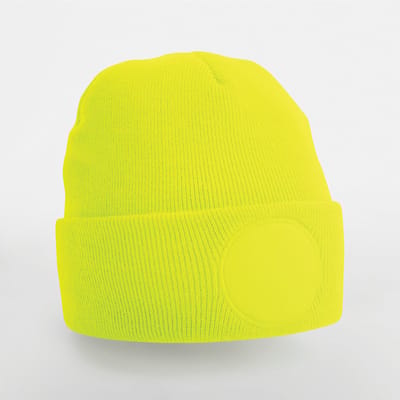 Beechfield Muts met ronde patch B446 - Fluorescent Yellow - One size