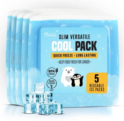 Koelaccu set - Vriespacks - Lunch vers houden - Slank en duurzaam - 5 stuks - Blauw