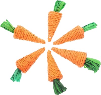 Kauwspeelgoed Knaagdieren - Tandverzorging Speelgoed - Tanden Slijpen - Natuurlijk Stro Materiaal - 10x3.5x3.5 cm - Oranje