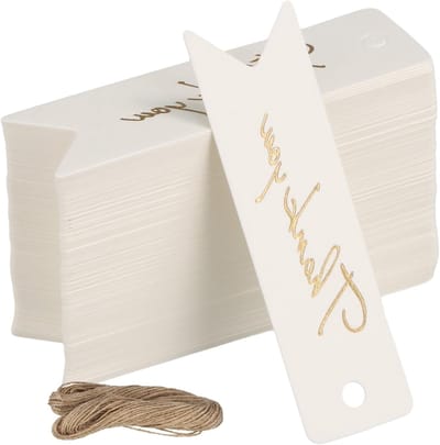 Kraft Papieren Gift Tags 100 Stuks 7 x 2 cm met 20 m Touw, Persoonlijke Labels voor Cadeaus en Bruiloften, Bedankjes en Decoratie