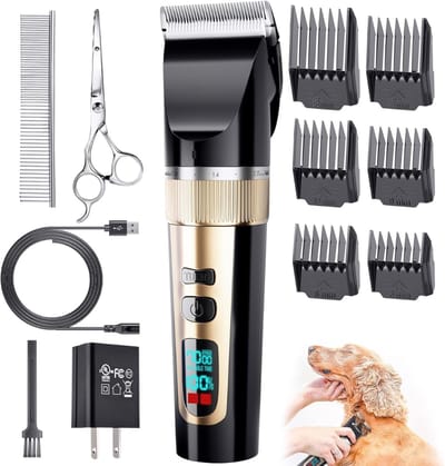 AMA® Hondentondeuse Dikke Vacht - Hondentrimmer - Trimmer - Zwart/Goud - 3-12mm