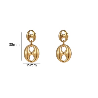 Go Dutch Label Oorknoppen Big Double Button Dangle Goud