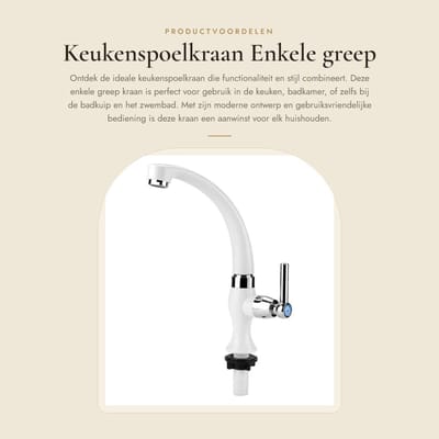 Dailygoods- Keukenspoelkraan Enkele Greep - Koude Kraan - Waterkraan - G1/2 - ABS Kunststof - Eenvoudig te Installeren