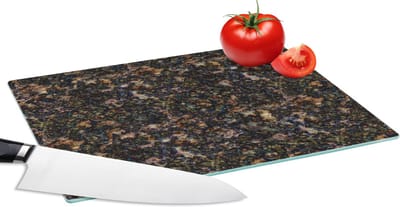 Glazen Snijplank - 28x20 - Zwart - Goud - Graniet - Patronen - Snijplanken Glas