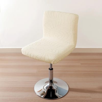 1 STuks Elastische Barkruk Stoelhoes Bladeren Jacquard Korte Rug Stoelhoezen Effen Kleur Kruk Slipcovers voor Eetkamer Banket 1piece chair cover beige