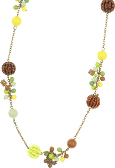 Behave® Dames Ketting - Groene Lange Ketting Met Kralen En Vlinder Hangers - 120 cm - Nikkelvrij