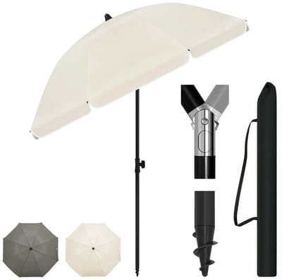Sello! parasol – waterdicht – uv-bestendig – strandparasol – balkon – kantelbaar – in hoogte verstelbaar – lichtgewicht – beige