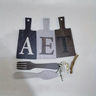 5 Stuks landelijke keukenmuurlijst, wanddecoratie hangend houten letter handwerk, kan worden gebruikt als decoratieve borden voor restaurants en cafés 5pcs
