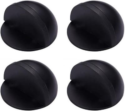 4 Stuks Ovale Vloergemonteerde Deurstoppers - Roestvrijstalen, Zwart