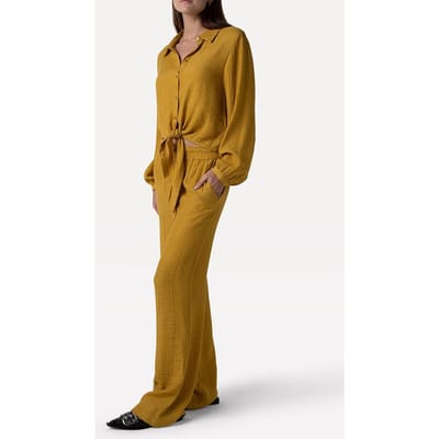 Another Label Wanda Pants Bright Gold Maat: S | Wijde Broeken Outlet | Dames | Bruin