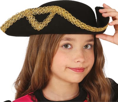 Fiestas Guirca Piratenhoed kapitein zwart - Verkleed hoeden - Kinderen - polyester - piraten/zeerover thema