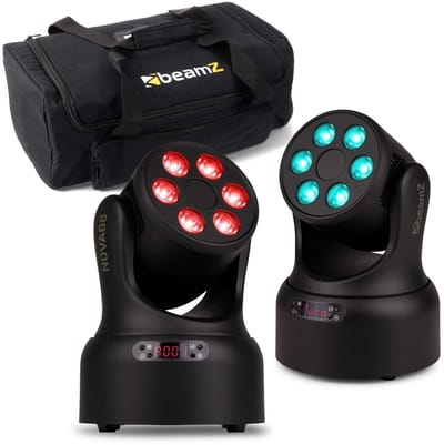 BeamZ NOVA68-BK moving head set met tas - 2x Wash moving heads met 6x 8W RGBW LED’s - Zwart