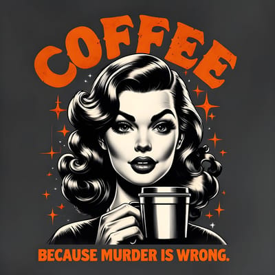 4one6 industries - "Koffie omdat moord verkeerd is" – Gekleurde retrosticker
