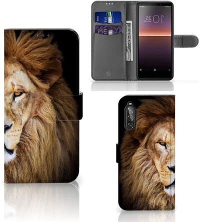 Sony Xperia 10 II Telefoonhoesje met Pasjes Leeuw