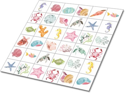 Tulup PVC Tegels - Zeedieren Vinyl Tegels - 30 cm x 30 cm - Veelkleurig Vinyl Tegels Zelfklevend - Set van 9 - Vloer Tegels PVC - Op planten gebaseerd Plaktegels - Zelfklevende Vinyltegels - Plaktegels keuken en Badkamer