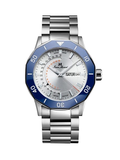 Jean Marcel Tropical Diver - horloge - zilver / blauw - stalen band - 42 mm