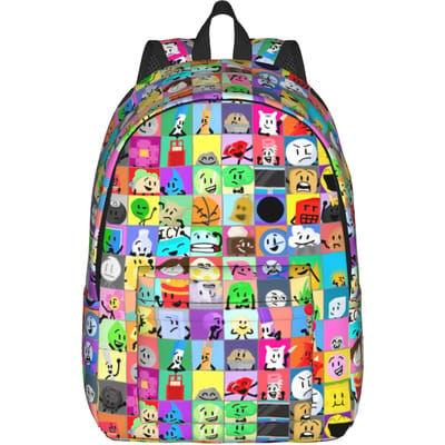 BFDI Cartoon Rugzak voor Mannen Vrouwen Casual Student Werk Dagrugzak College Schoudertas Lichtgewicht M