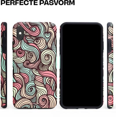 Casetastic hoesje geschikt voor Apple iPhone XS Max - Dubbellaagse bescherming - Pastel Swirl Vibes - Fashion Case - Taupe Donkergrijs Saliegroen Grijs