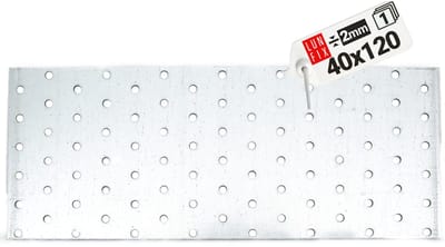 LUN FIX - Flachverbinder 120 x 40 x 2mm - 1 Stk. - Lochplatte - Verbindungsplatte - Verbindungsblech - Verbinder - Holzverbinder - Verzinkt
