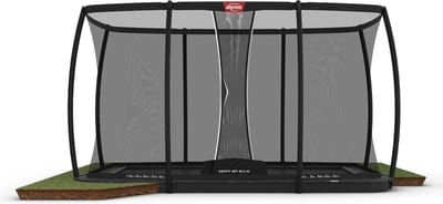 BERG SPORTS Champion FlatGround 410 Trampoline - Rechthoekig - Safety Net Deluxe XL - AirFlow Pro Springdoek - TwinSpring - Grijs